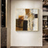 Wall Art 50cmx50cm Abstract gold brown painting style Gold Frame Canvas