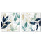 Wall Art 70cmx70cm Watercolour style leaves 2 Sets White Frame Canvas
