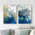 Wall Art 50cmx70cm Marbled Blue And Gold 2 Sets Gold Frame Canvas