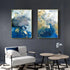 Wall Art 70cmx100cm Marbled Blue And Gold 2 Sets Gold Frame Canvas