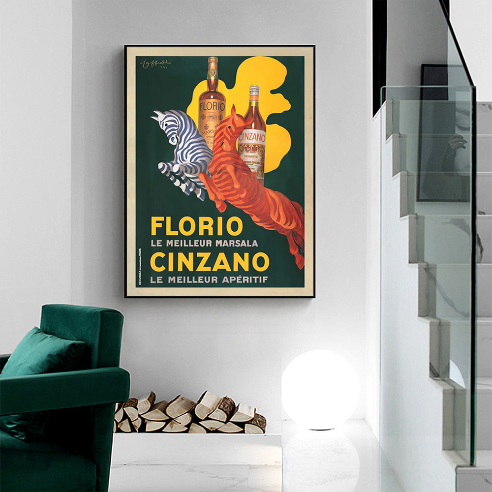 Wall Art 60cmx90cm Florio Cinzano Black Frame Canvas