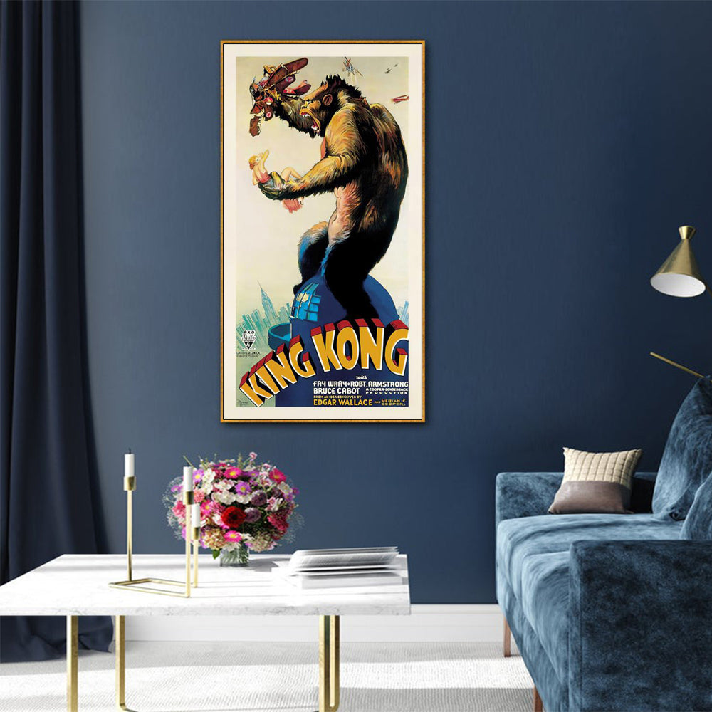 Wall Art 50cmx100cm King Kong 1933 Gold Frame Canvas