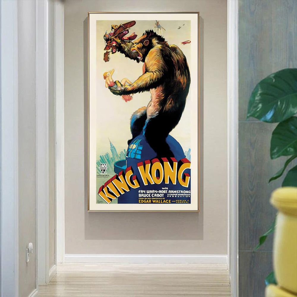 Wall Art 50cmx100cm King Kong 1933 Gold Frame Canvas