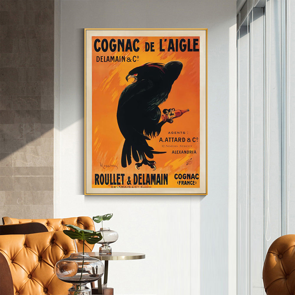 Wall Art 40cmx60cm Cognac de lâ€™Aigle Gold Frame Canvas