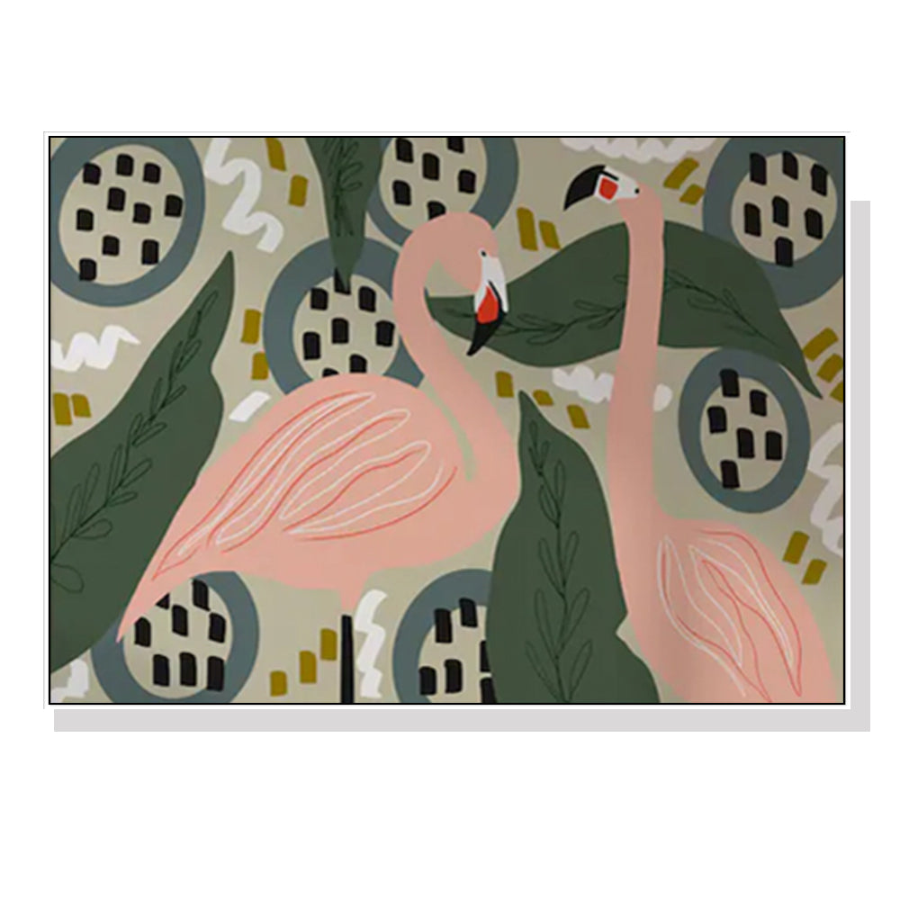 Wall Art 40cmx60cm Flamingo White Frame Canvas