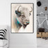 Wall Art 60cmx90cm Great White Buffalo Black Frame Canvas