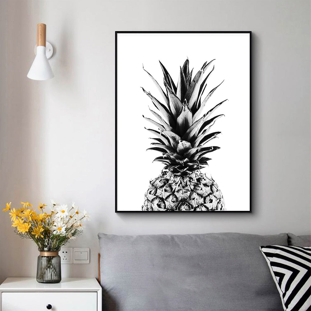 Wall Art 90cmx135cm Pineapple Black Frame Canvas