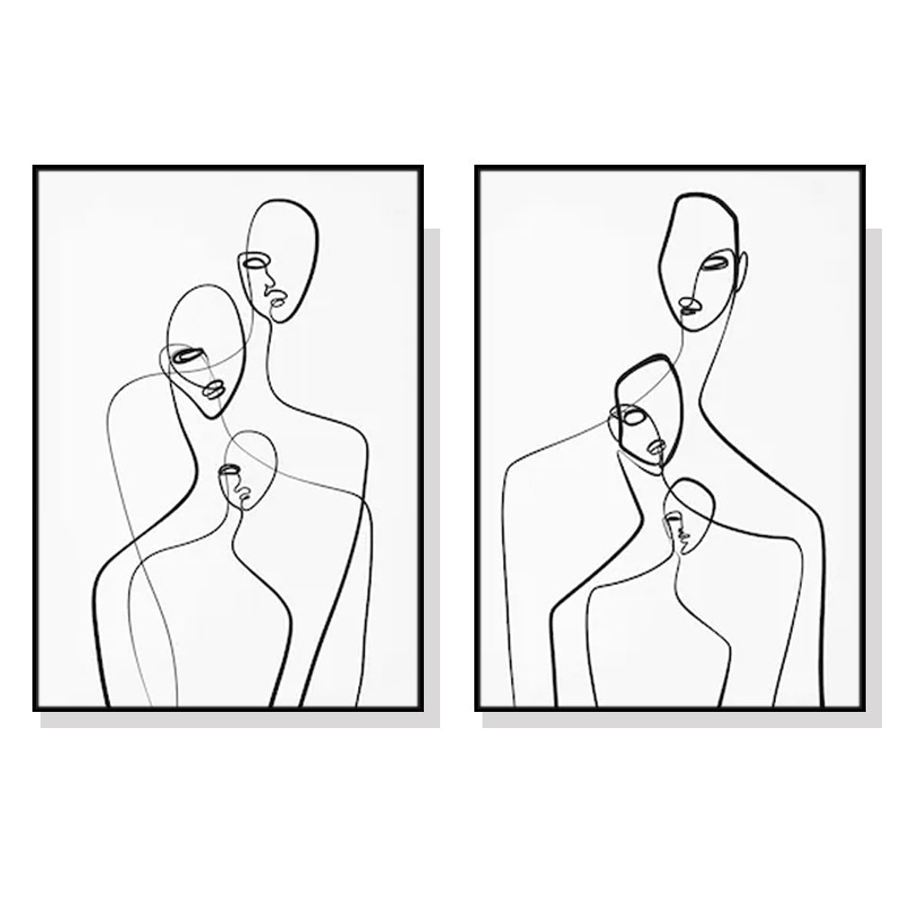 Wall Art 80cmx120cm Abstract Figures 2 Sets Black Frame Canvas