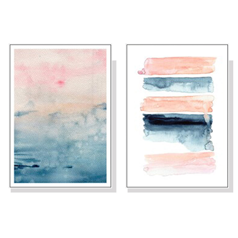 Wall Art 80cmx120cm Abstract Pink 2 Sets White Frame Canvas
