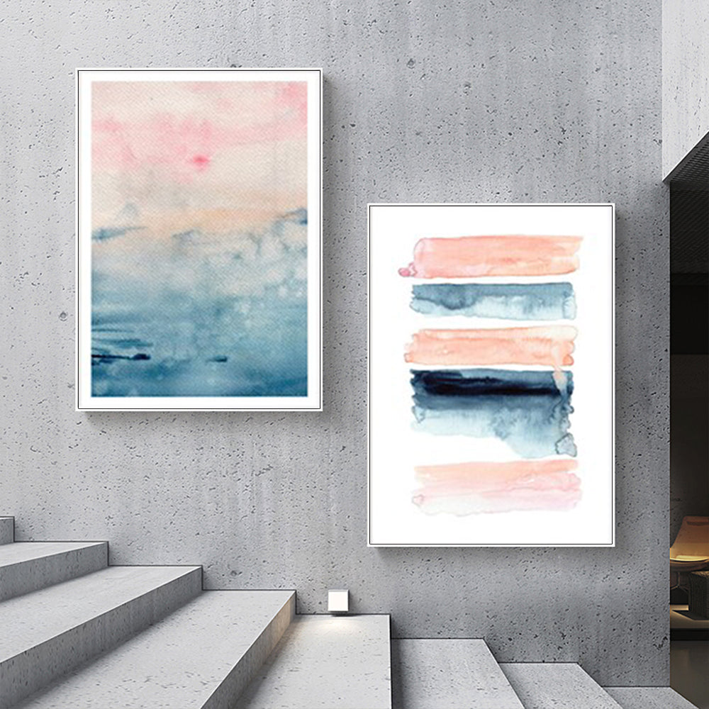 Wall Art 80cmx120cm Abstract Pink 2 Sets White Frame Canvas