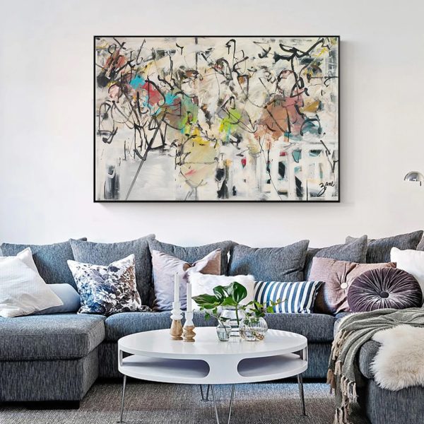 Wall Art 50cmx70cm Abstract White Dream Black Frame Canvas