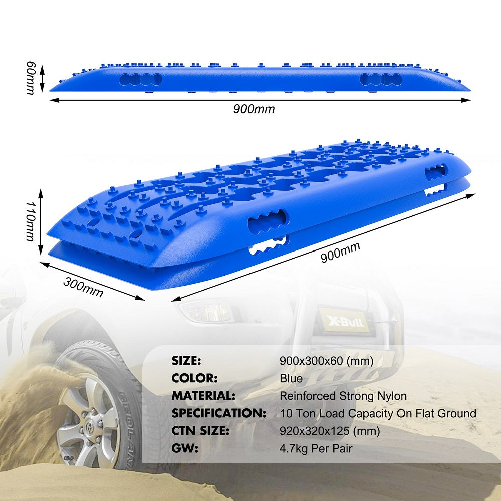 4X4 Recovery tracks 10T 2 Pairs/ Sand tracks/ Mud tracks/  Mounting Bolts Pins Gen 2.0 -Blue