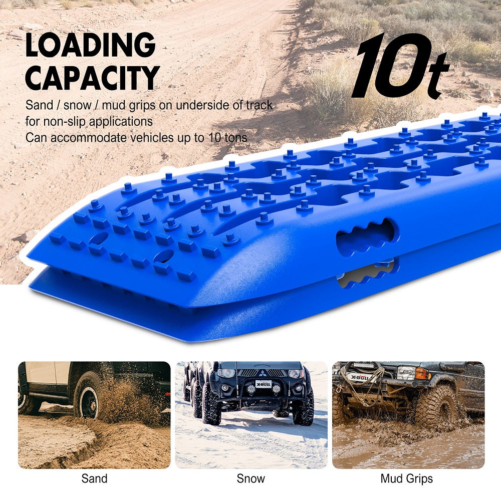 4X4 Recovery tracks 10T 2 Pairs/ Sand tracks/ Mud tracks/  Mounting Bolts Pins Gen 2.0 -Blue