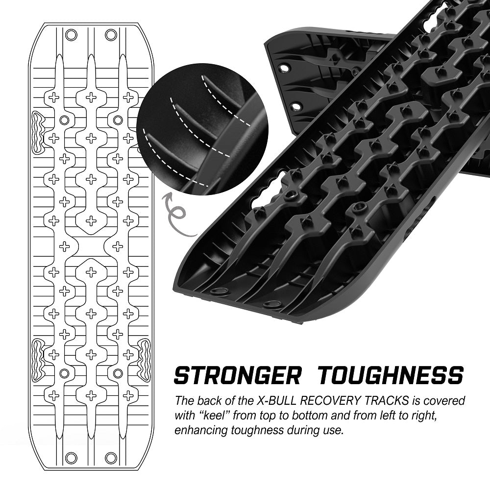 Recovery tracks Boards 10T 2 Pairs Sand Mud Snow With Mounting Bolts pins Black