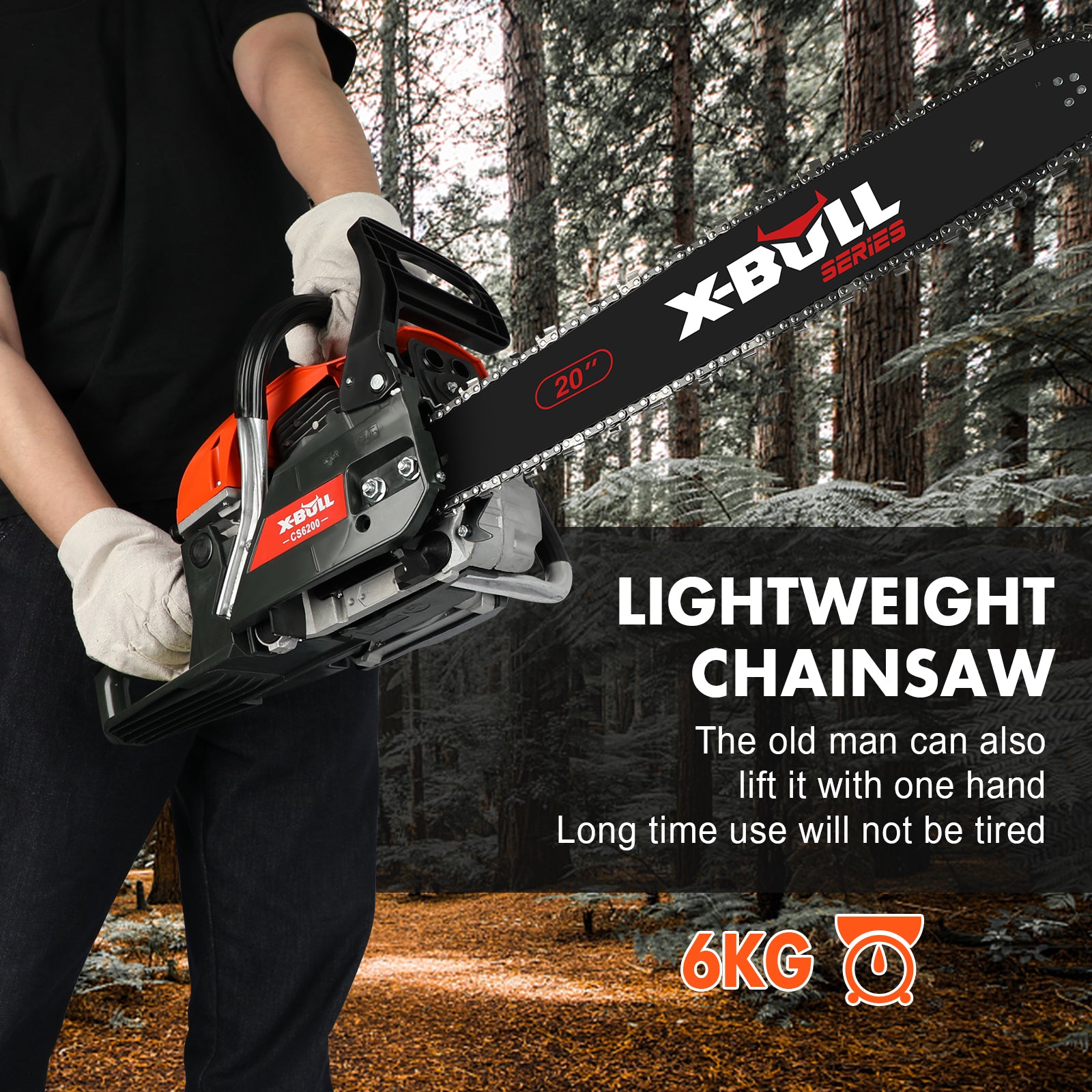 Chainsaw Petrol Commercial 62cc 20" Bar E-Start Tree Pruning Top Handle