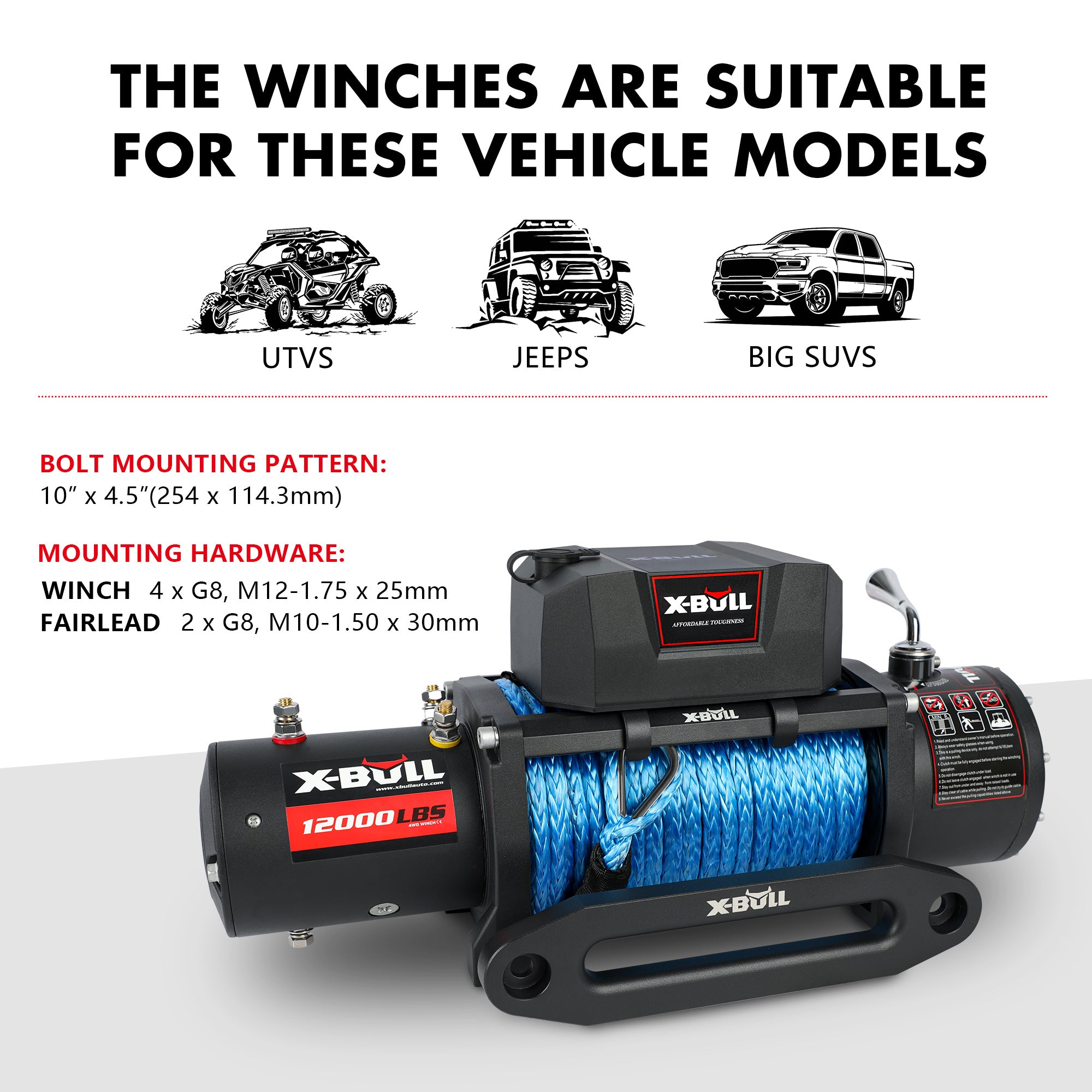 Electric Winch 12V 12000LBS/5454kg 26M Synthetic Rope Wireless Remote 4WD 4X4