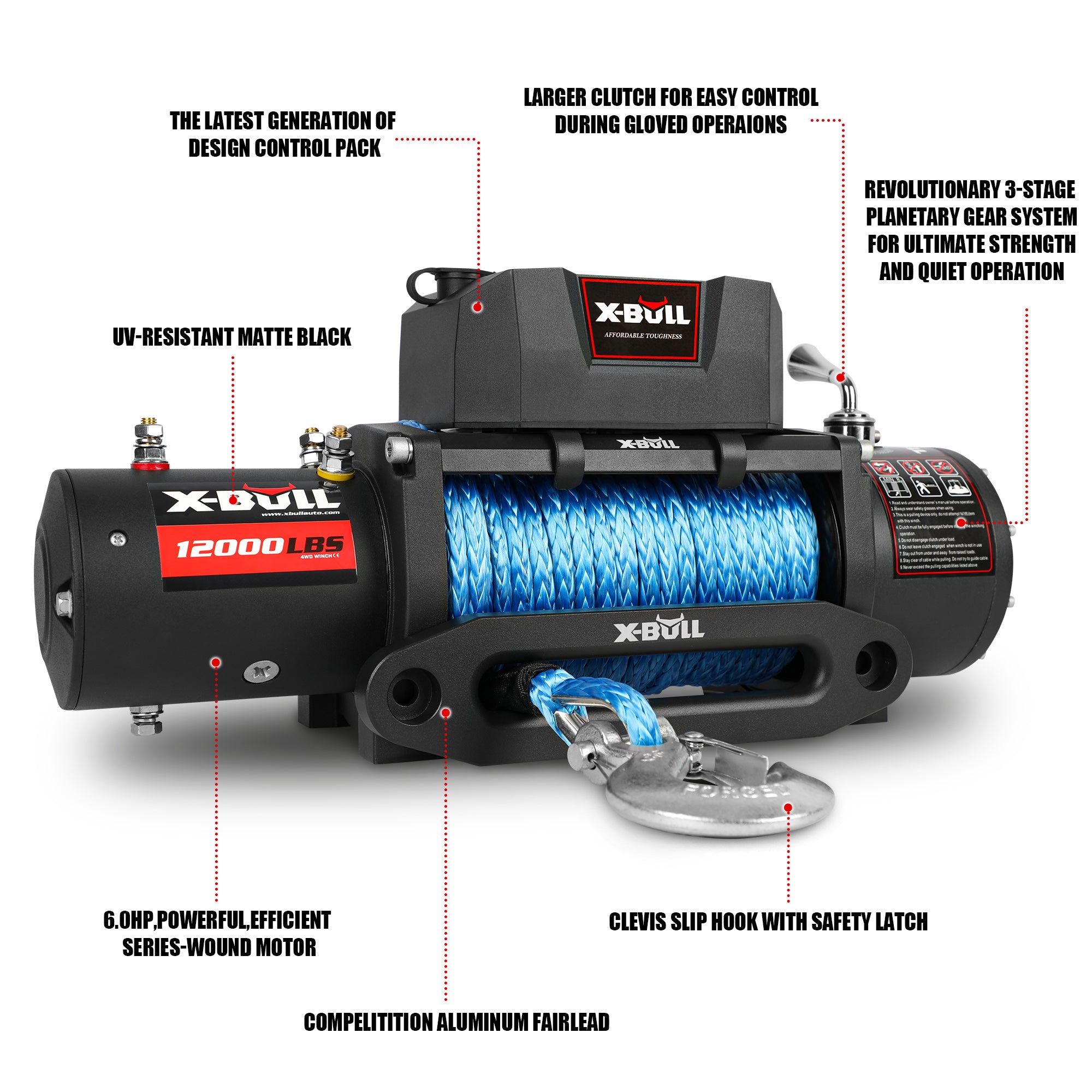 Electric Winch 12V 12000LBS/5454kg 26M Synthetic Rope Wireless Remote 4WD 4X4