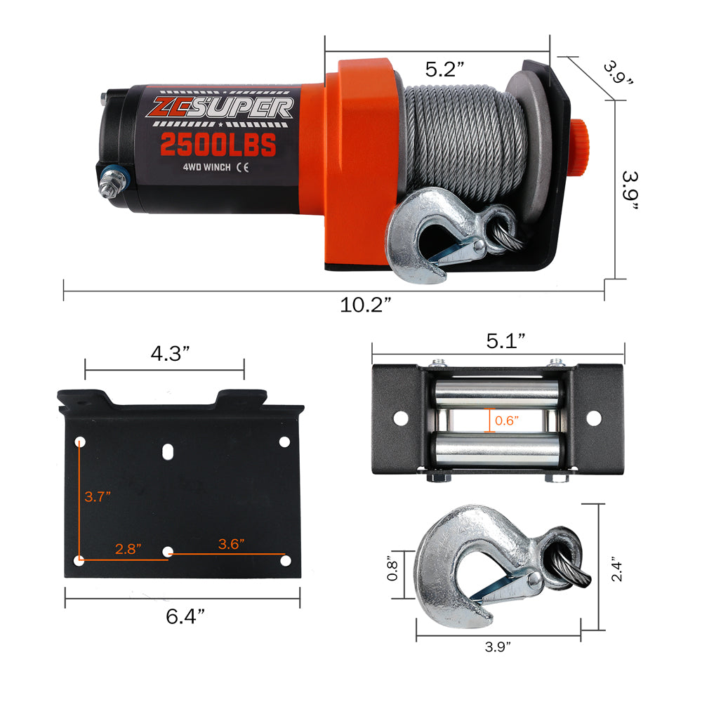 Electric Winch 2500LBS/1134KG 12V 15.2M Steel Cable ATV UTV 4WD 4X4 Boat