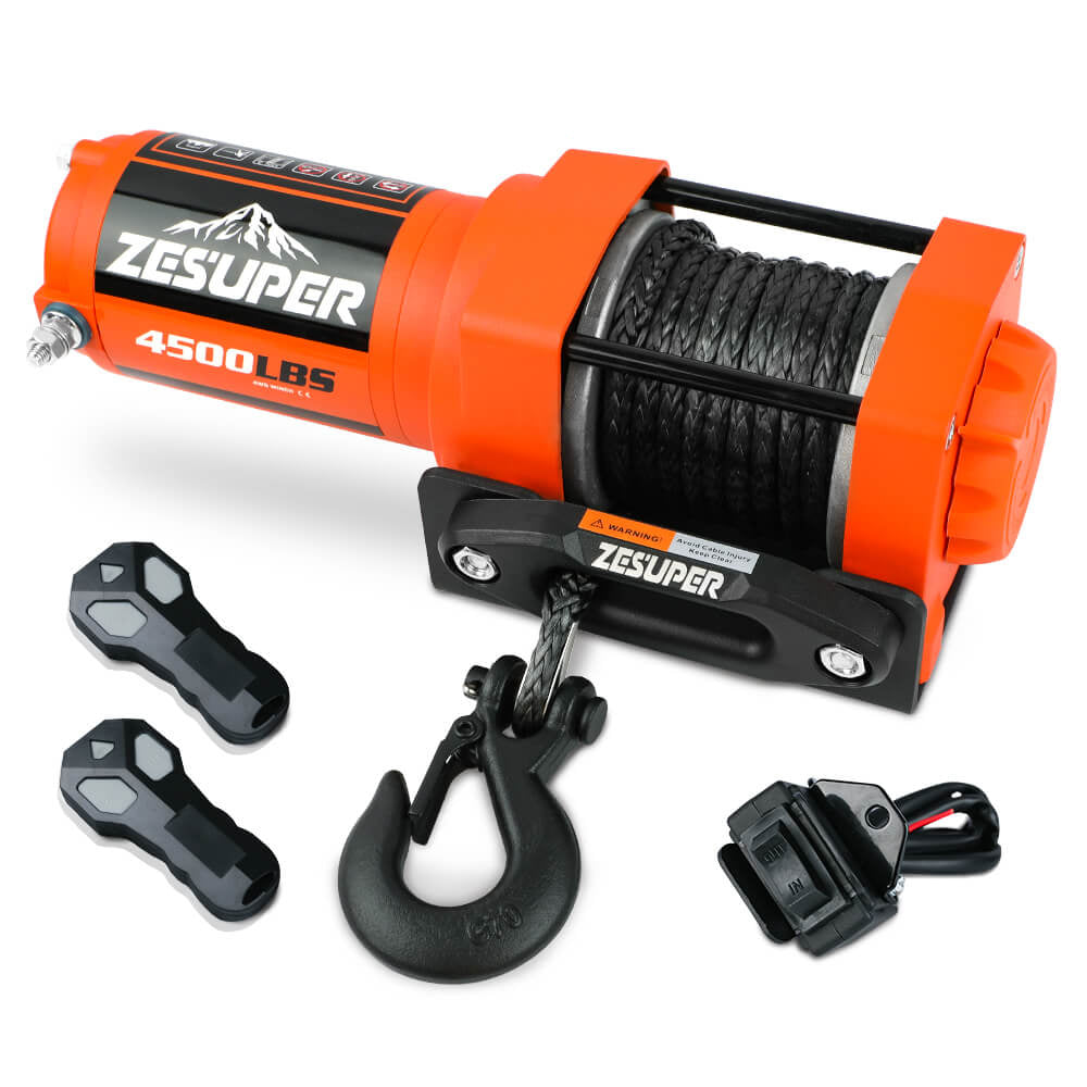12V Electric Winch 4500lb Synthetic Rope Boat Winch ATV Winch Trailer Winch 4WD