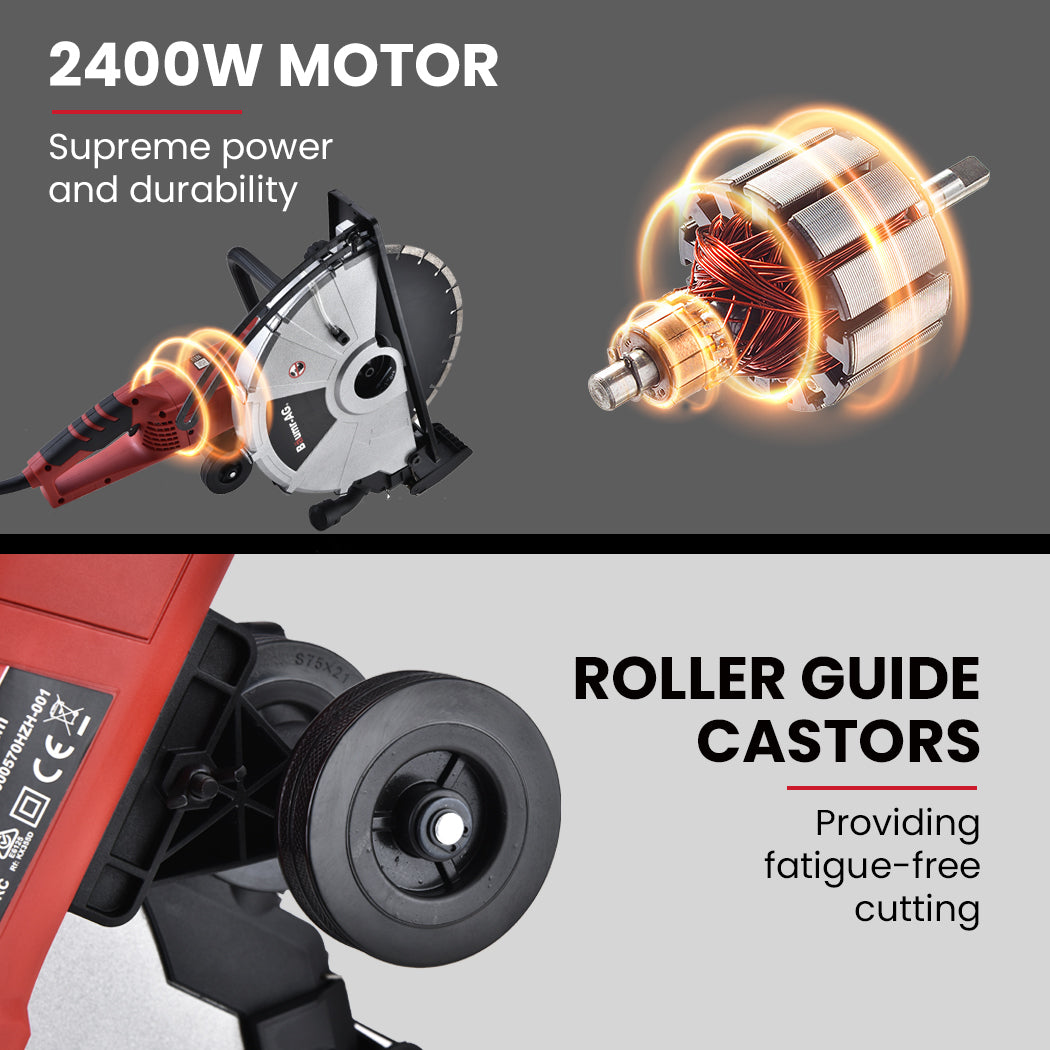 2400W Electric Concrete Saw 355mm Demolition Cutter Wet Dry Demo Tool Circular Cutting