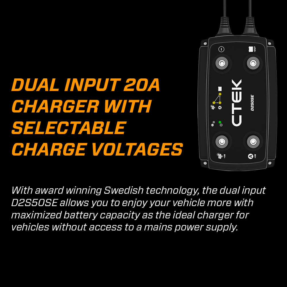 D250SE Dual Input DC-DC 20A Smart Battery Charger, Power Bank