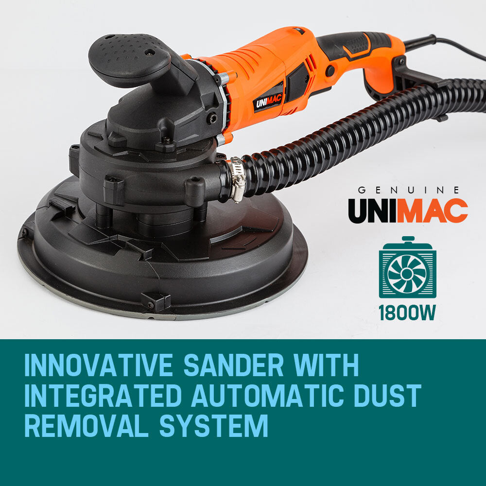 1800W Drywall Sander Plaster Automatic Wall Gyprock Vacuum System