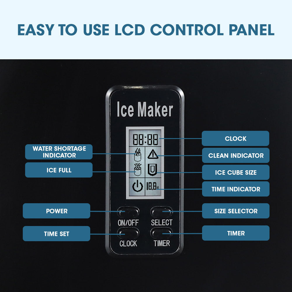 POLYCOOL 3.2L Portable Ice Cube Maker Machine Automatic with LCD Control Panel, Black