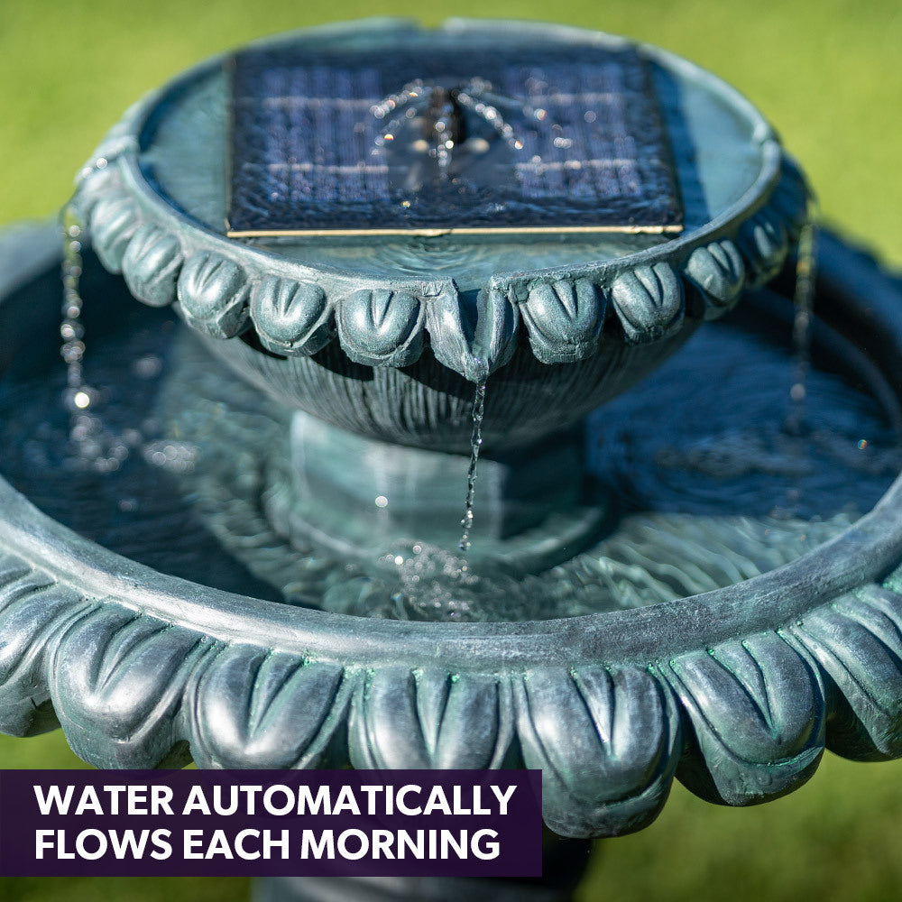 Water Fountain Solar Powered Battery Outdoor Bird Bath with LED Lights