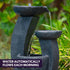 Solar Fountain Water Feature Outdoor Bird Bath with LED Lights - Charcoal