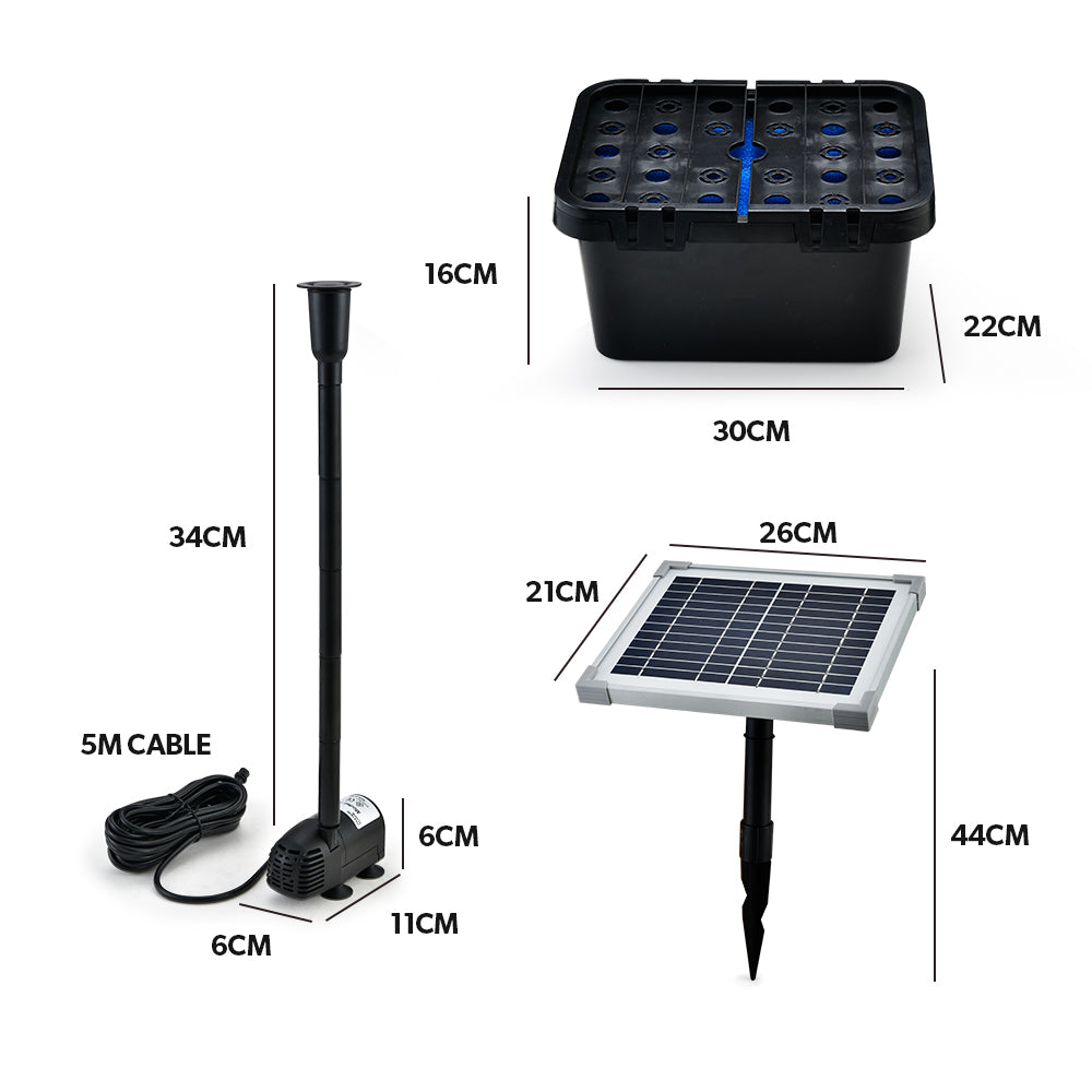 5W Solar Powered Water Fountain Pump Pond Kit with Eco Filter Box