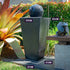 Contemporary Solar Powered Water Feature Fountain with LED Lights - Dark Grey
