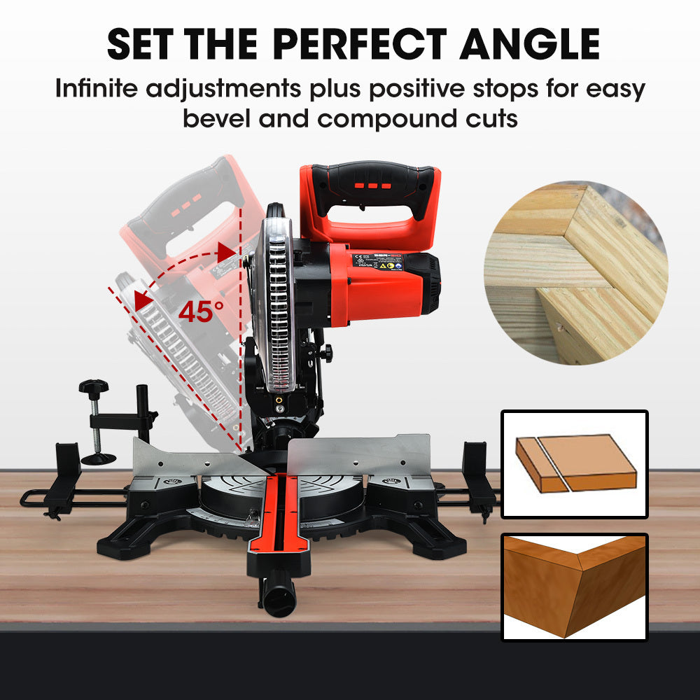 210mm Sliding Compound Mitre Drop Saw and Adjustable Stand Combo