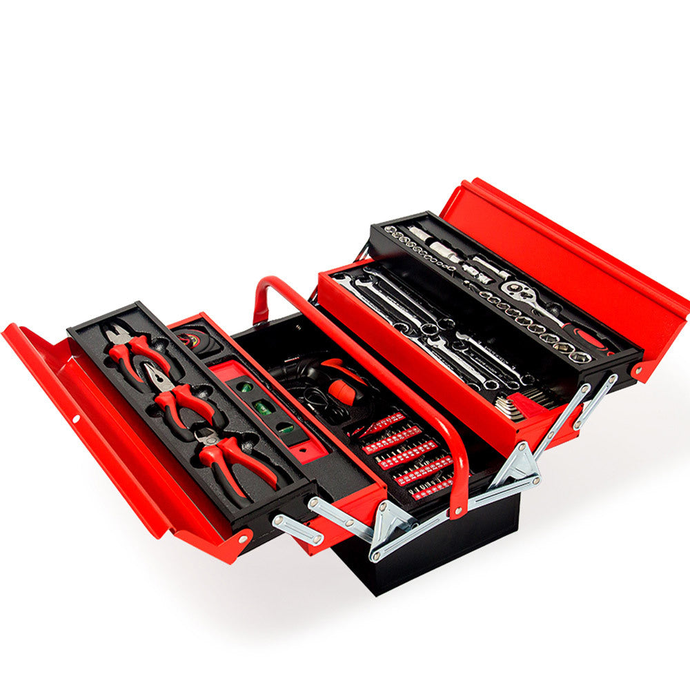 118pc Tool Kit Box Set Metal Spanner Household Organizer Toolbox Socket
