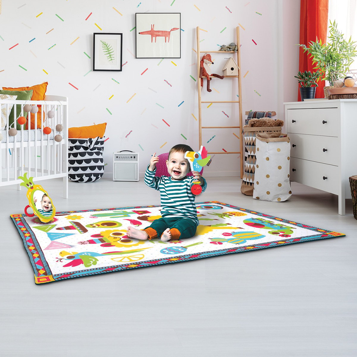 Fiesta Kids Baby Activity Playmat To Bag With Musical Rattle Padded