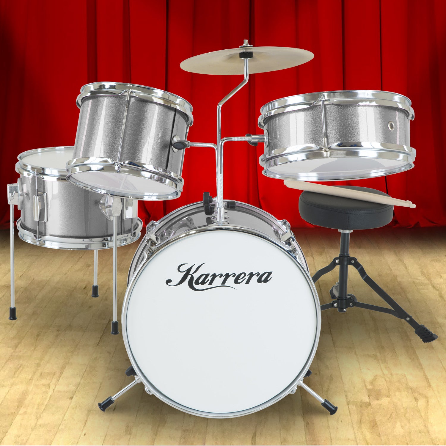 Karrera Childrens 4pc Drum Kit - Silver