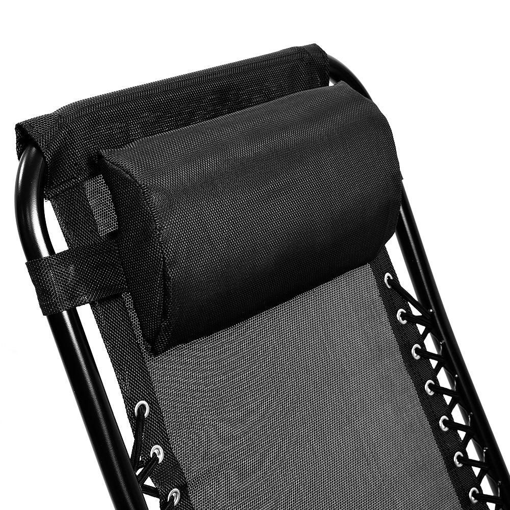 Zero Gravity Reclining Deck Lounge Sun Beach Chair Outdoor Folding Camping - Black