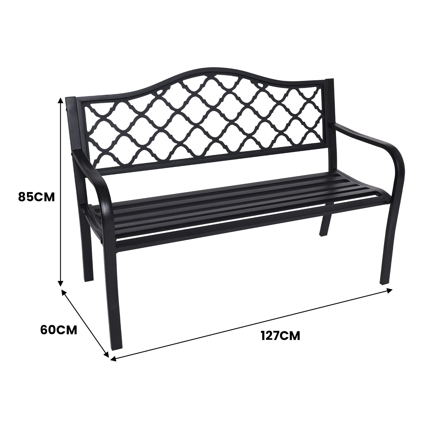 Steel Outdoor Garden Bench - Elegant