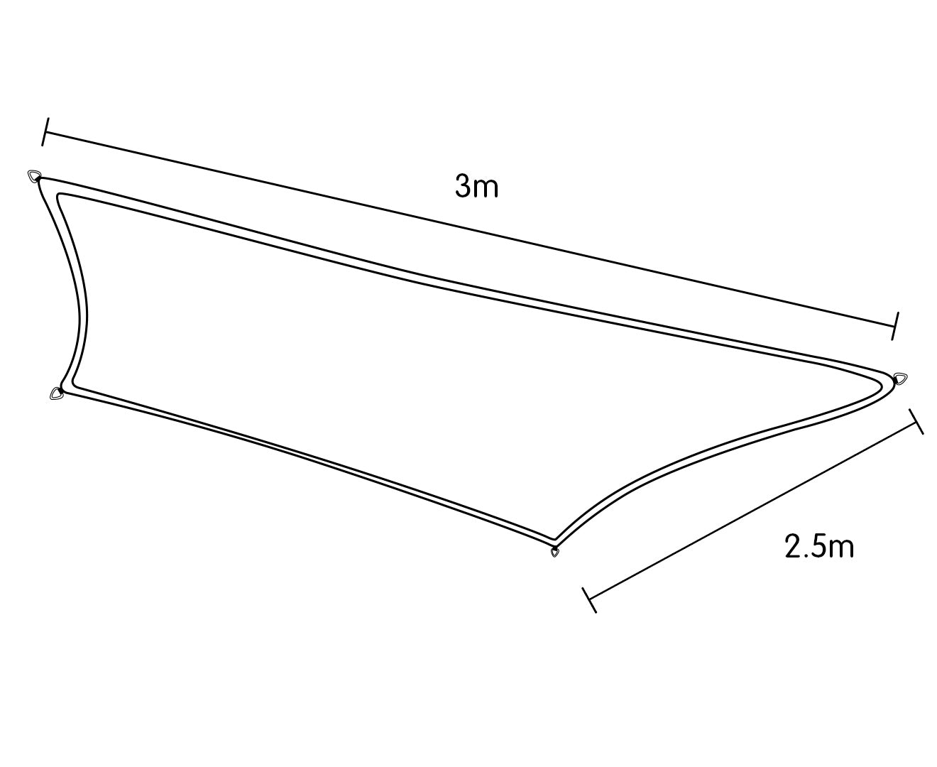 Rectangular Shade Sail 3m x 2.5m - Grey