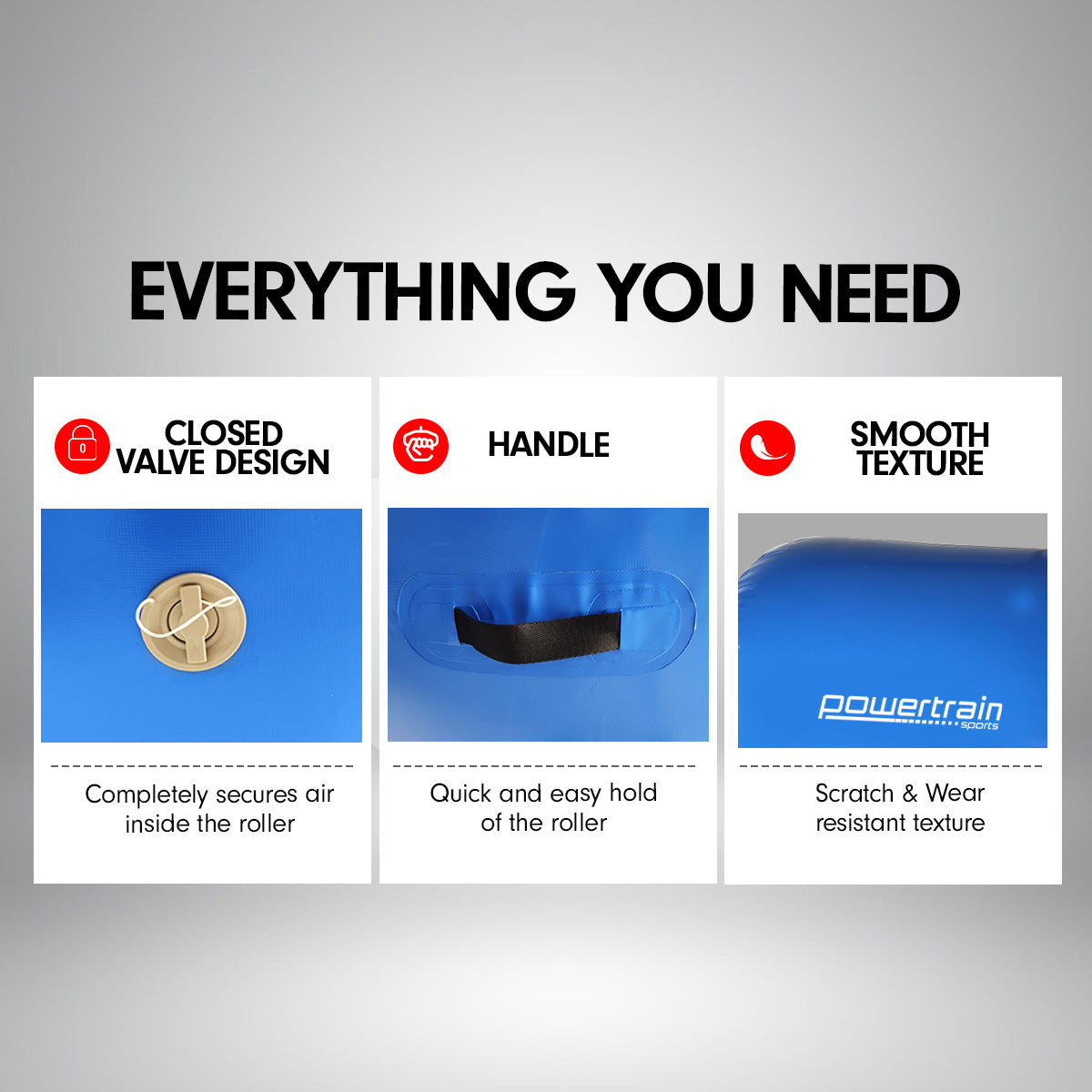 Sports Inflatable Gymnastics Air Barrel Exercise Roller 120 x 75cm - Blue