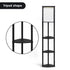 Wood Etagere Floor Lamp in Tripod Shape 3 Wooden Shelves