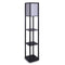 Sarantino Etagere Floor Lamp Diamond Look Fabric Shade Shelves Black