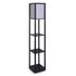 Sarantino Etagere Floor Lamp Diamond Look Fabric Shade Shelves Black