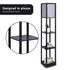 Sarantino Etagere Floor Lamp Diamond Look Fabric Shade Shelves Black