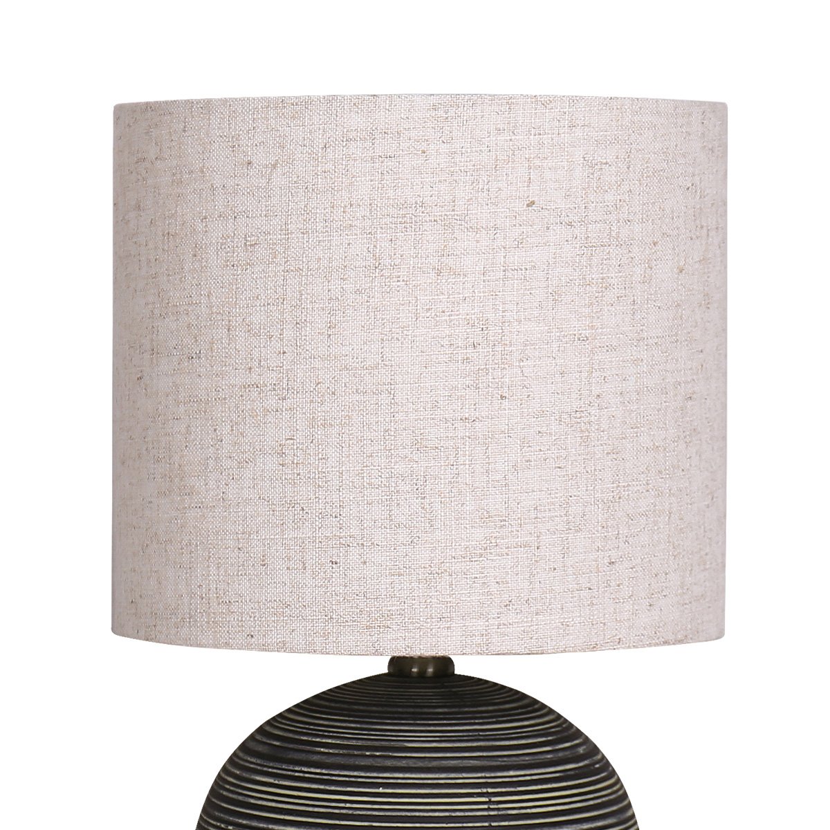 Ceramic Table Lamp With Striped Pattern In Antique Black