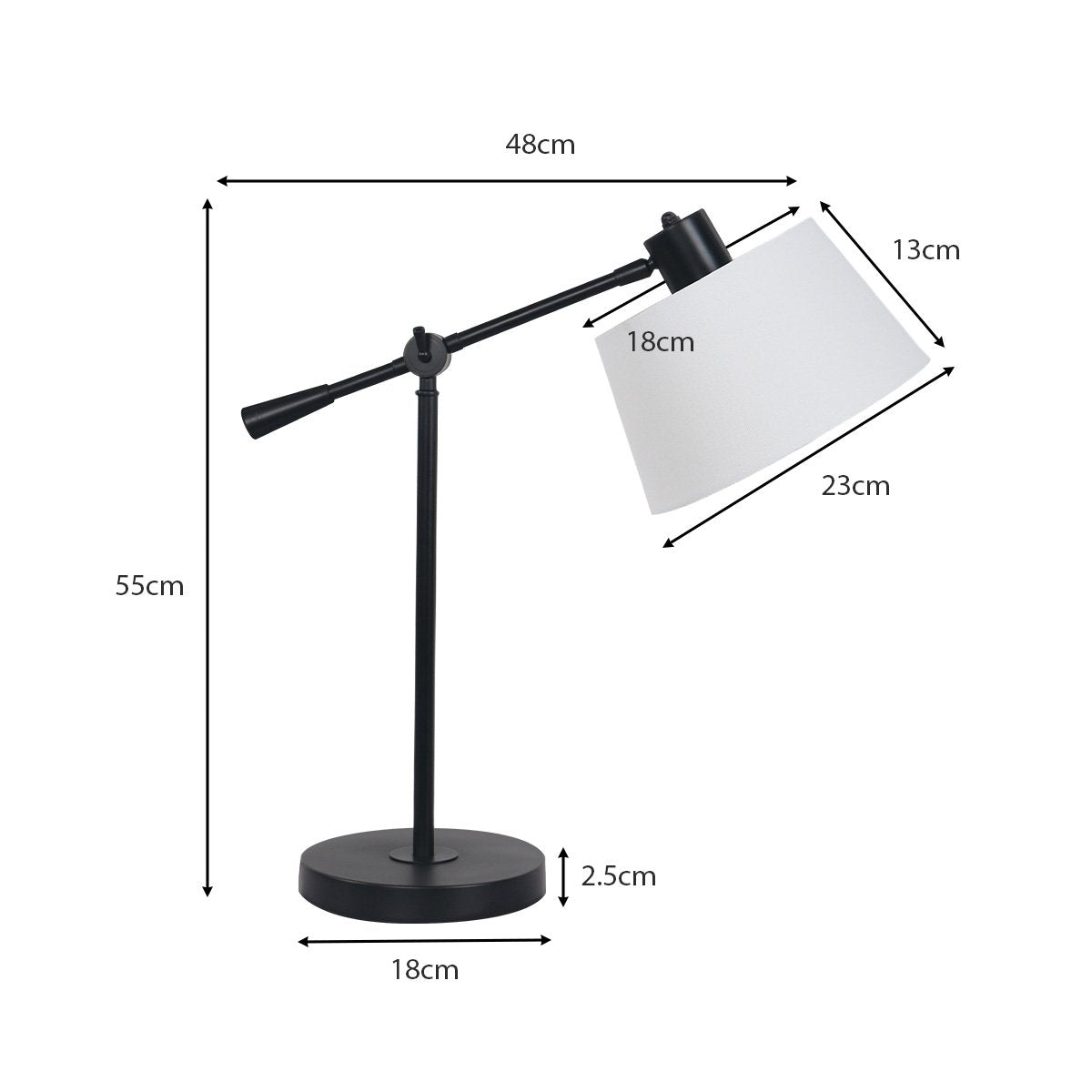 Adjustable Metal Table Lamp In Black