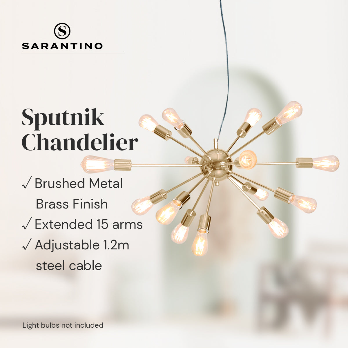 15-Light Sputnik Chandelier in Brass Finish