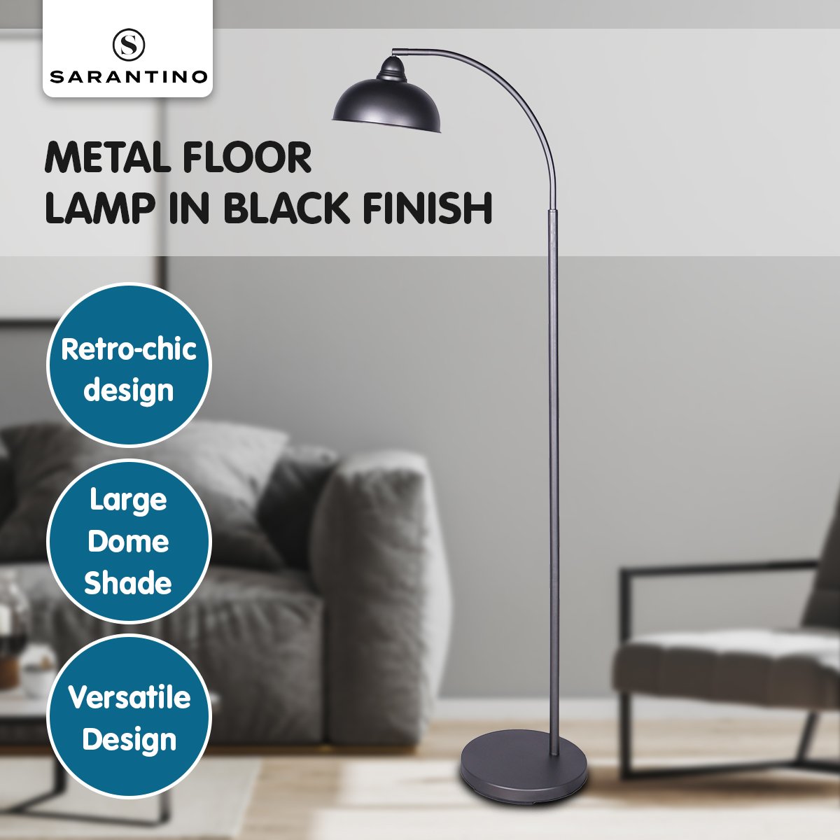 Dark Grey Floor Lamp Industrial Chic Adjustable Angle