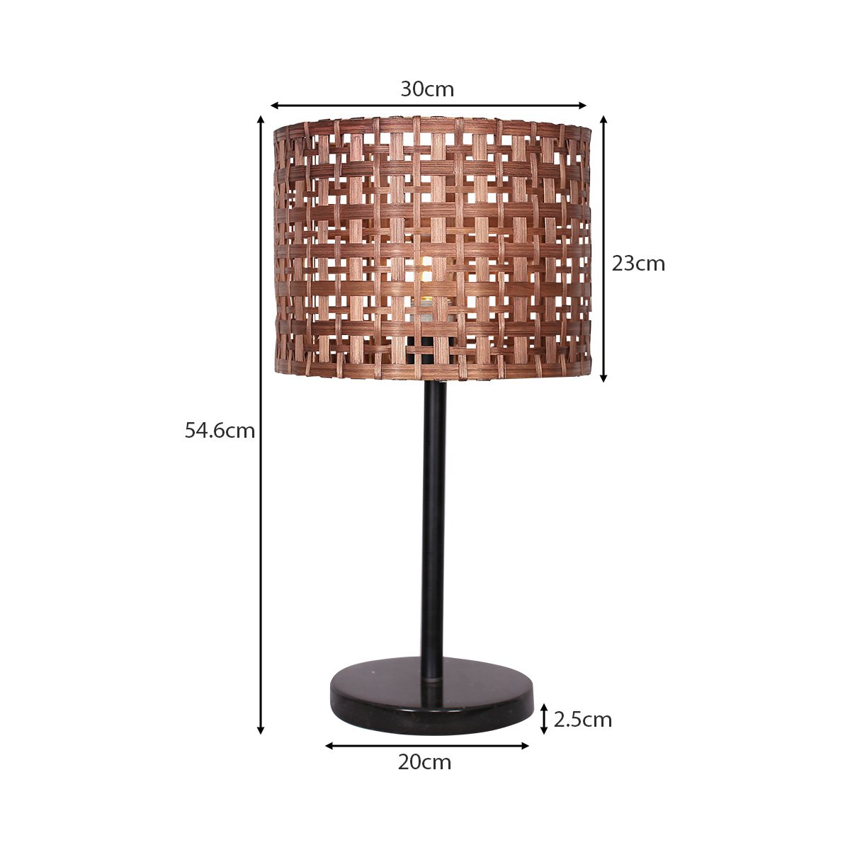 Rattan Desk Lamp With Black Marble Base