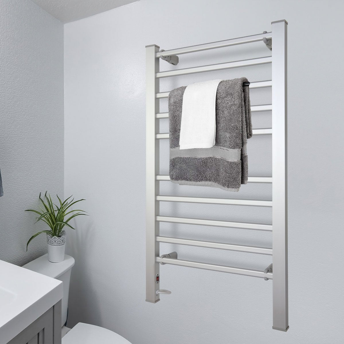 Heated Towel Rack Electric Bathroom Towel Rails Warmer Ev-160- Silver