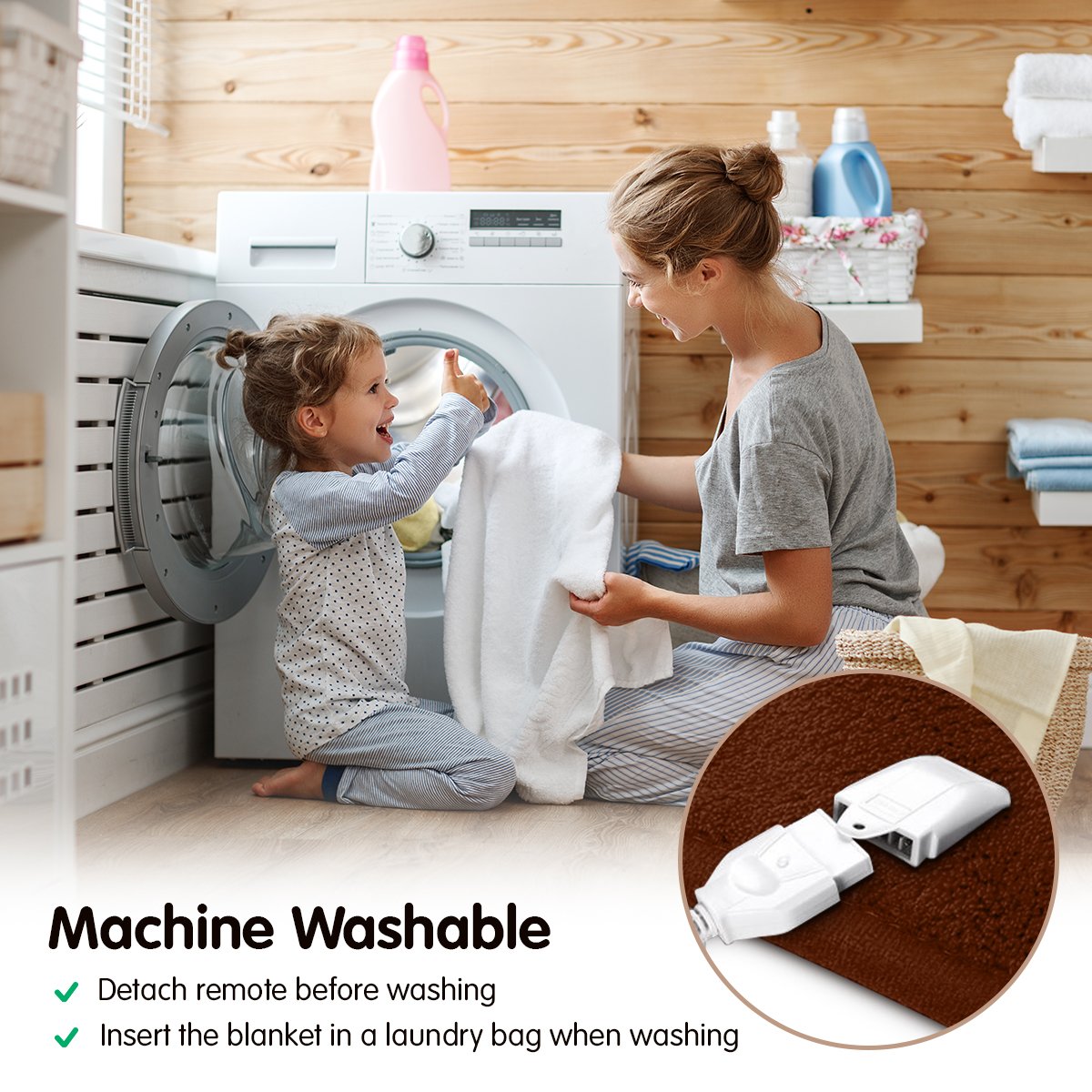 Heated Electric Blanket Throw Rug Coral Warm Fleece Brown